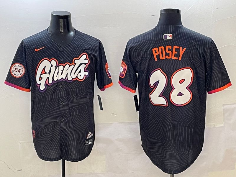 Men San Francisco Giants #28 Posey Black Second generation Joint Name Nike 2025 MLB Jersey style 17